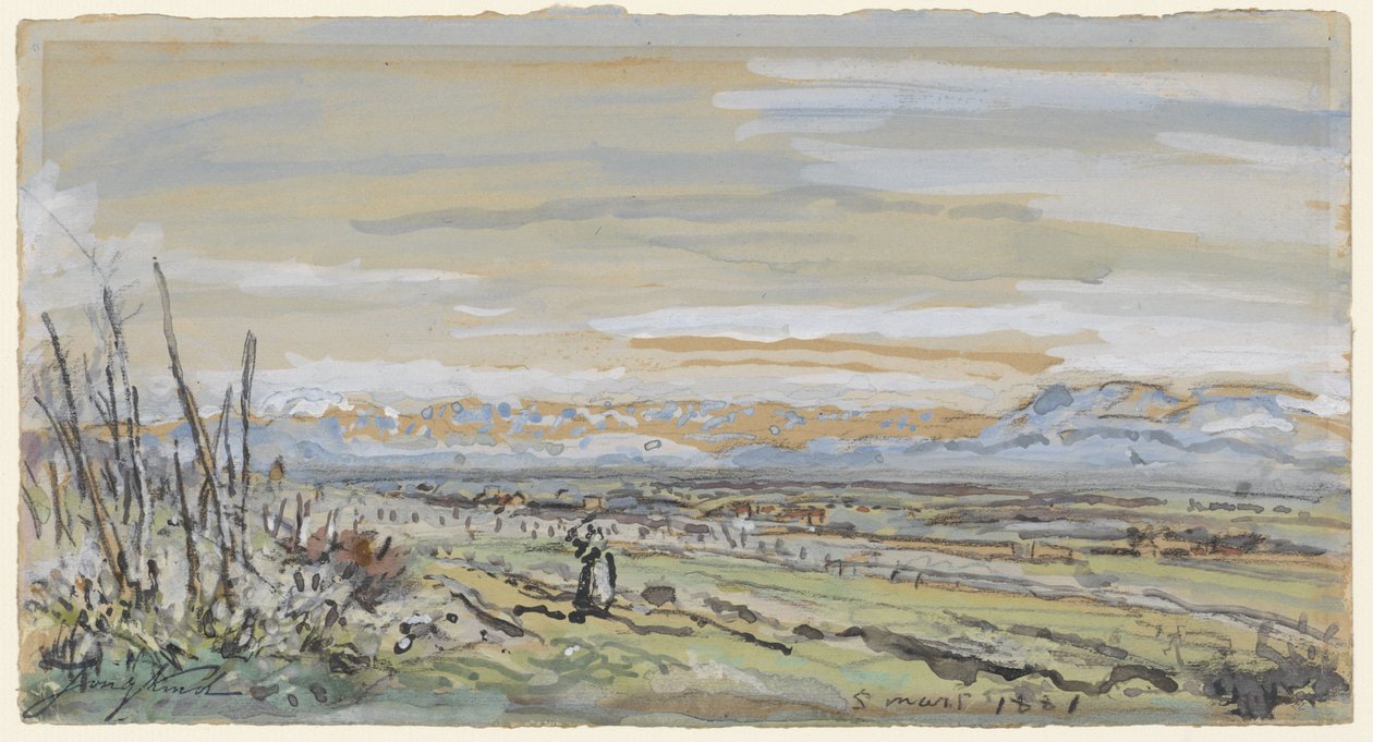 Kilátás a sík tájra alkotó: Johan Barthold Jongkind