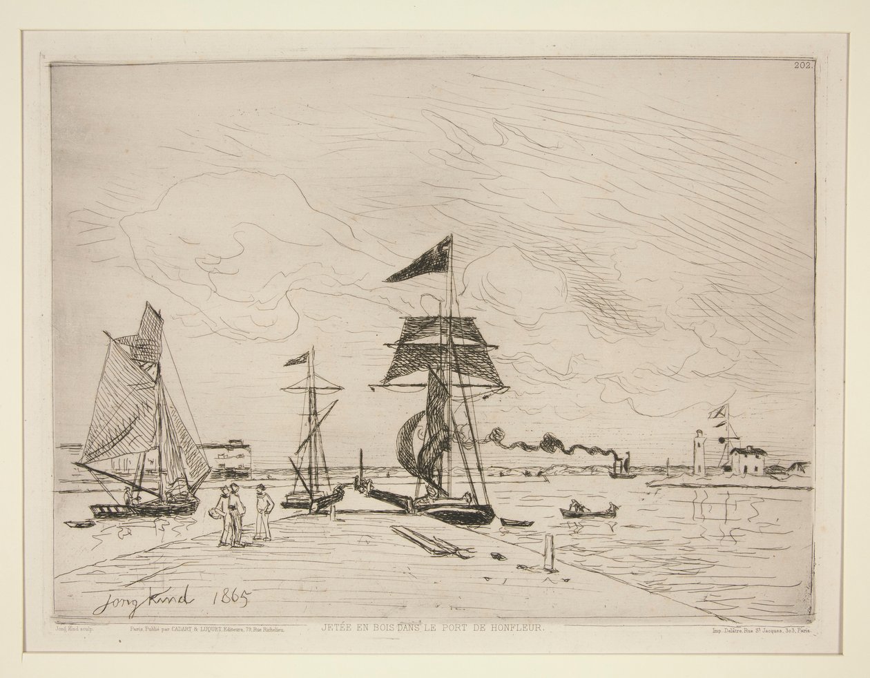 Fa móló Honfleur kikötőjében alkotó: Johan Barthold Jongkind
