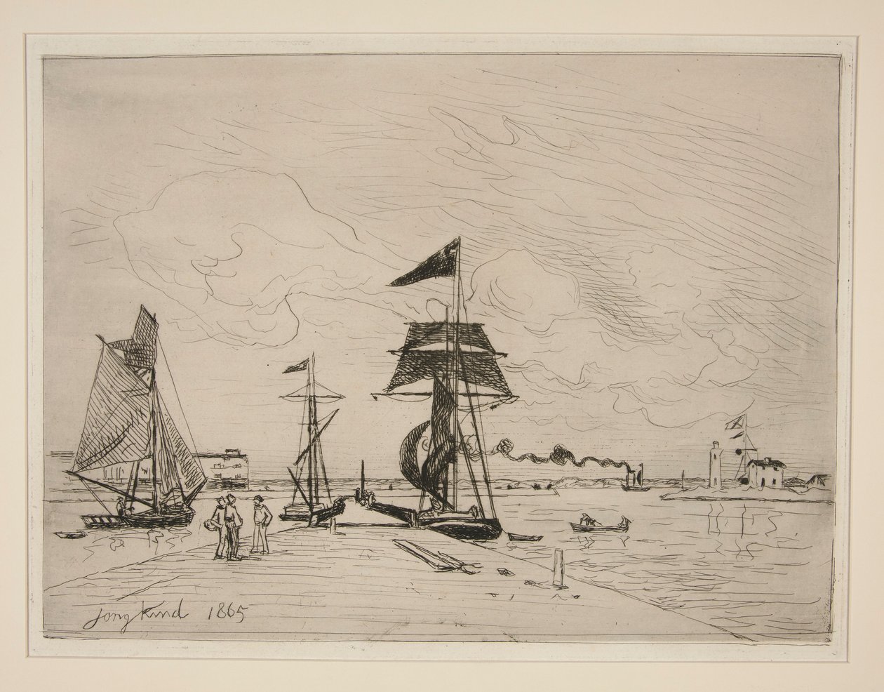 Fa móló Honfleur kikötőjében alkotó: Johan Barthold Jongkind