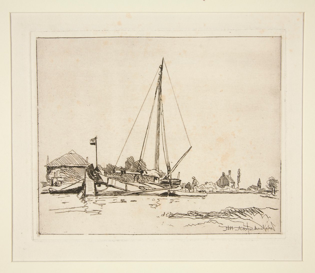 La Barque amarr?e (A kikötött hajó) alkotó: Johan Barthold Jongkind
