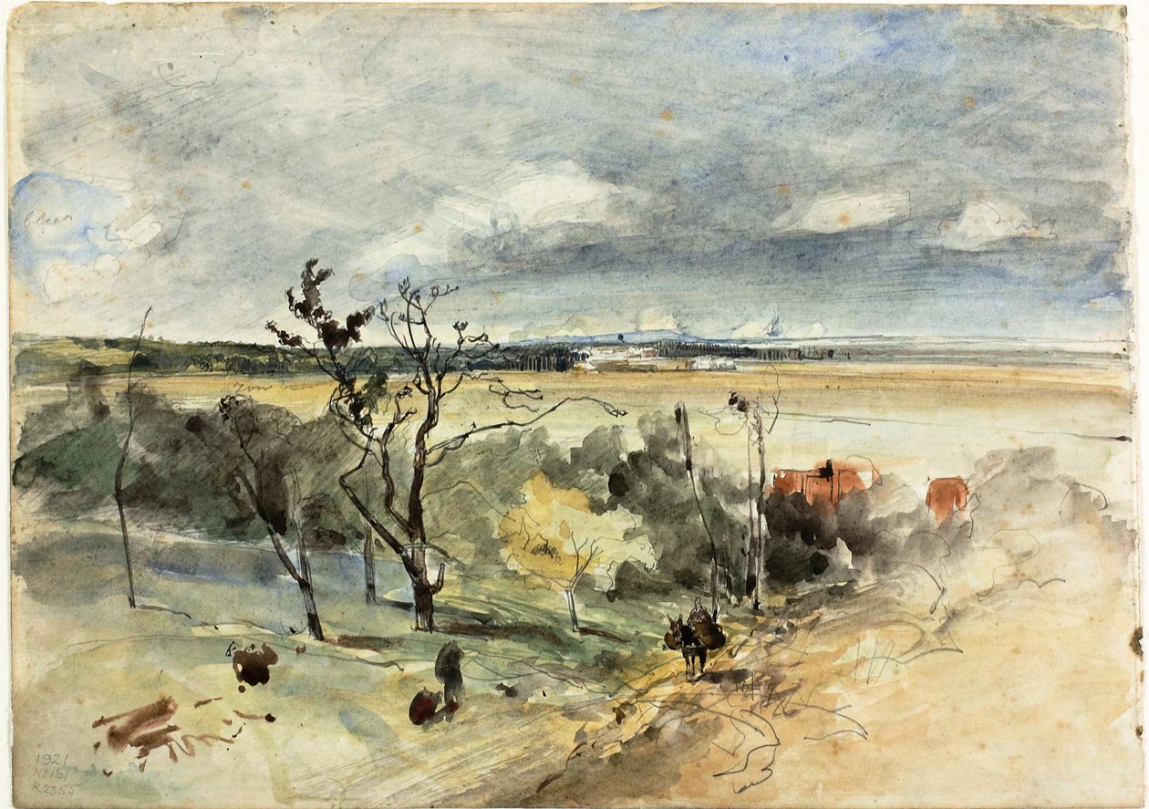 Tájkép férfival a szamárháton (recto) Két nő a kávézóban (verso) alkotó: Johan Barthold Jongkind