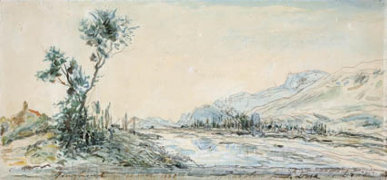 Táj a Le Drac folyó mellett Grenoble közelében alkotó: Johan Barthold Jongkind