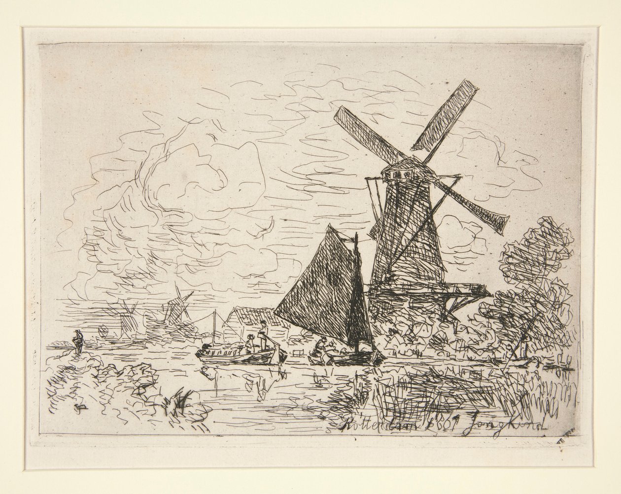 Malmok Hollandiában (Mills in Holland) alkotó: Johan Barthold Jongkind