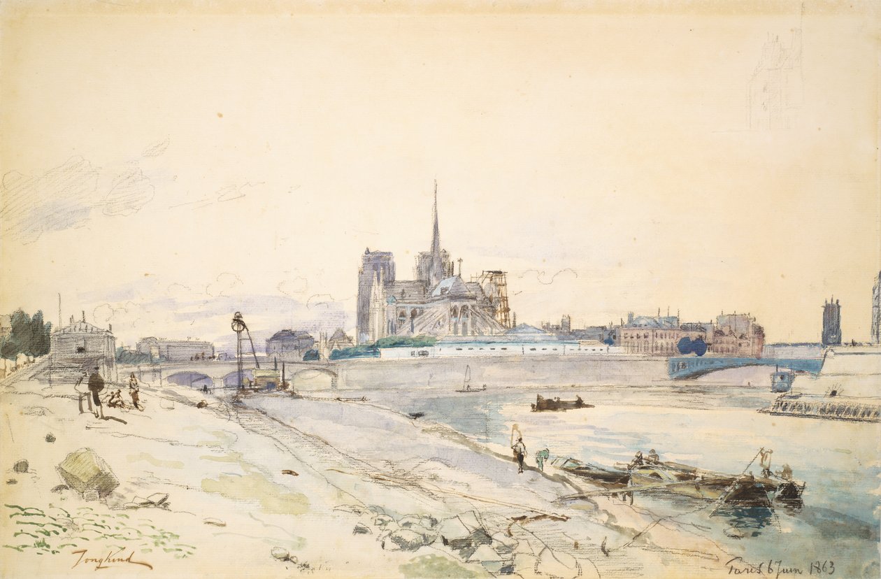 A párizsi Notre Dame a Quai de la Tournelle felől nézve alkotó: Johan Barthold Jongkind