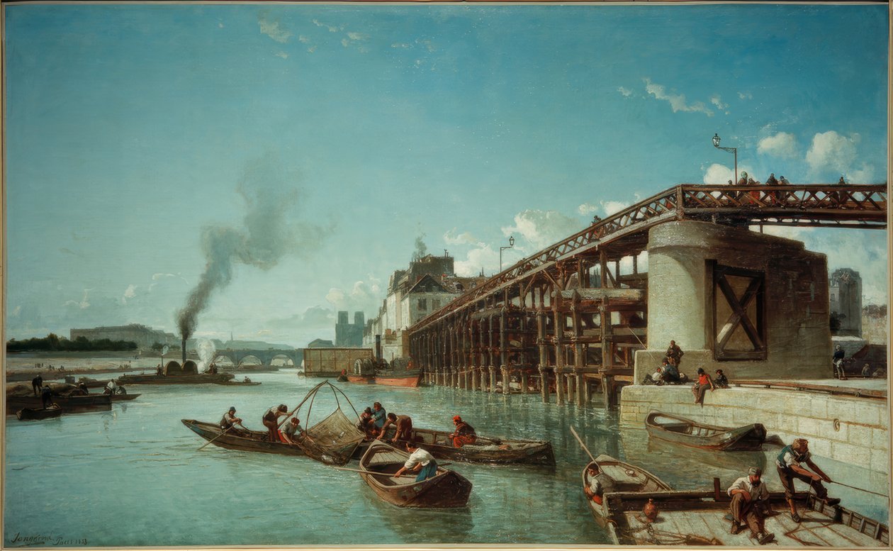 Párizs, kikötői híd a Szajnán (Le Pont de l’Estacade) alkotó: Johan Barthold Jongkind