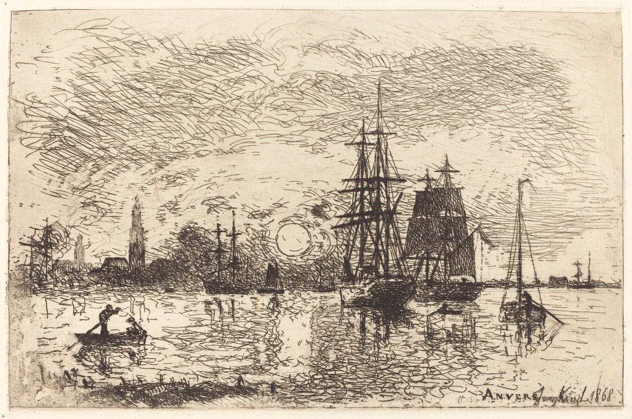 Naplemente, Antwerpen kikötője alkotó: Johan Barthold Jongkind