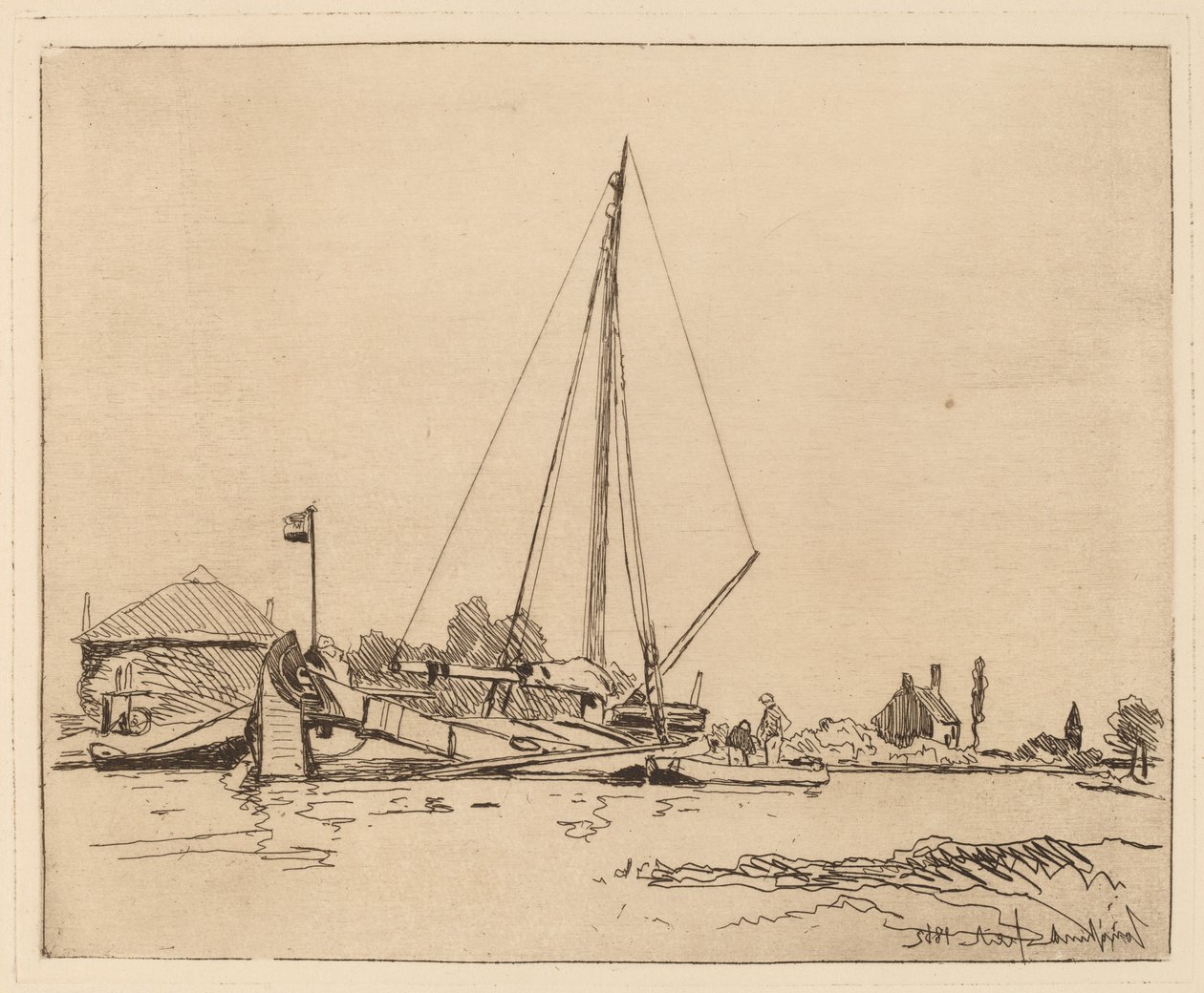 A kikötött hajó (La Barque amarree) alkotó: Johan Barthold Jongkind
