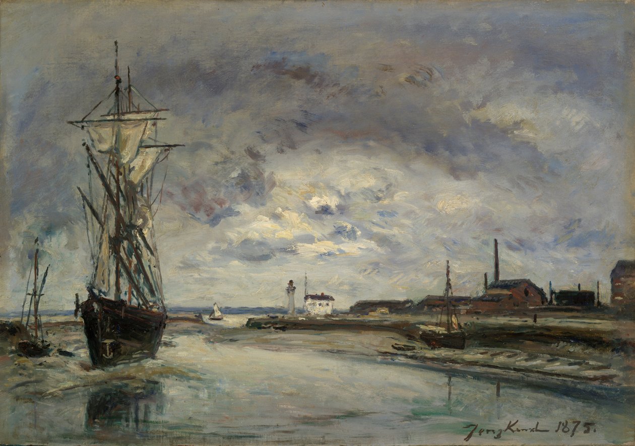 Honfleur kikötője alkotó: Johan Barthold Jongkind