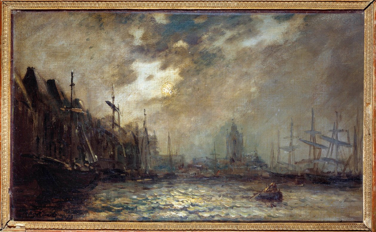 Jean Barthold Jongkind (1819-1891) festménye: A rotterdami kikötő, 1873 Charleville, Musee Rimbaud alkotó: Johan Barthold Jongkind
