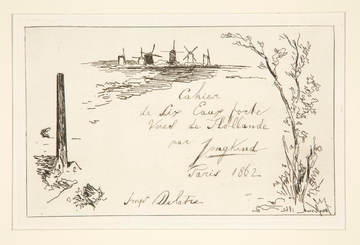 A hat rézkarcból álló jegyzetfüzet címe alkotó: Johan Barthold Jongkind