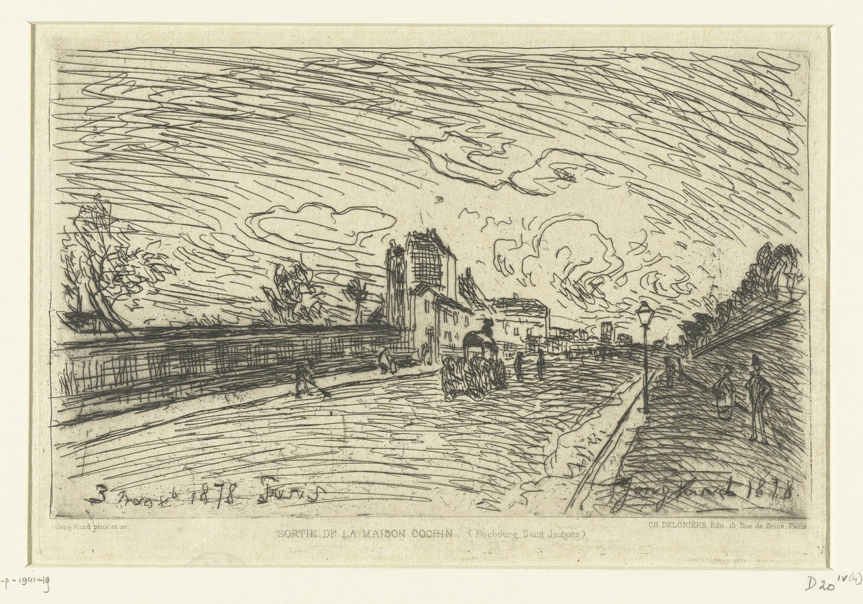 A Cochin Kórház kijárata (Faubourg Saint-Jacques, Párizs) Sortie de la Maison Cochin (Faubourg Saint-Jacques) (cím a tárgyon) alkotó: Johan Barthold Jongkind