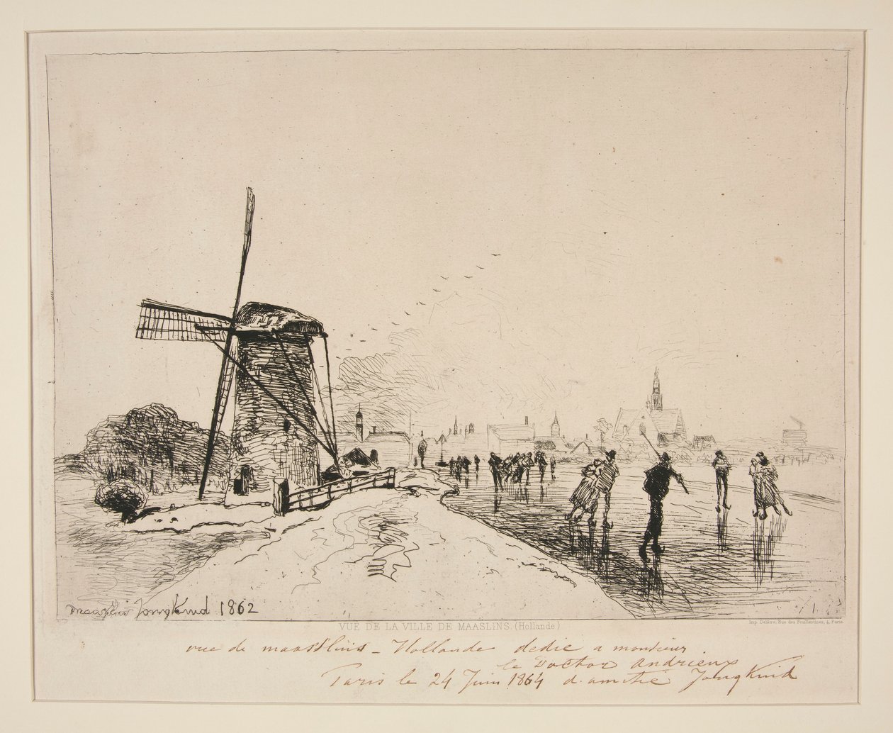 Kilátás Maaslins városára (Hollandia) alkotó: Johan Barthold Jongkind