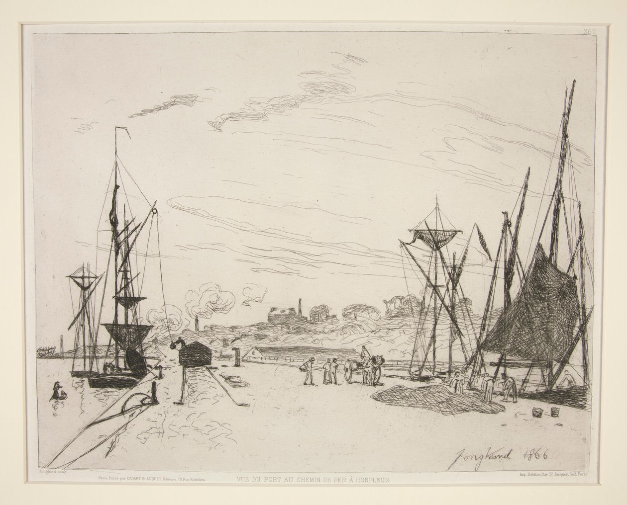 Kilátás a kikötőből a vasútra? Honfleur (kilátás a kikötőre a honfleuri vasútról) alkotó: Johan Barthold Jongkind