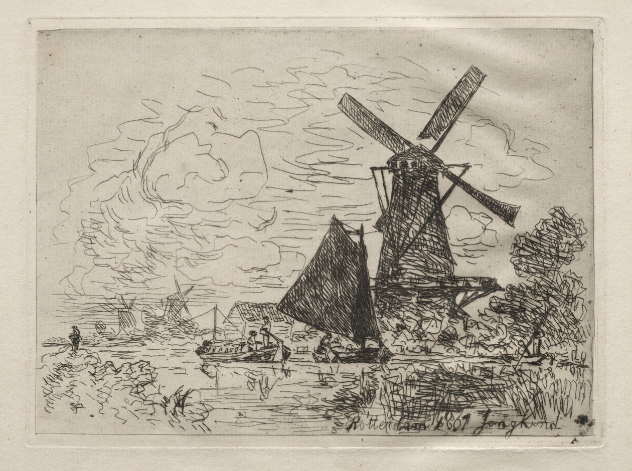 Szélmalmok Hollandiában alkotó: Johan Barthold Jongkind