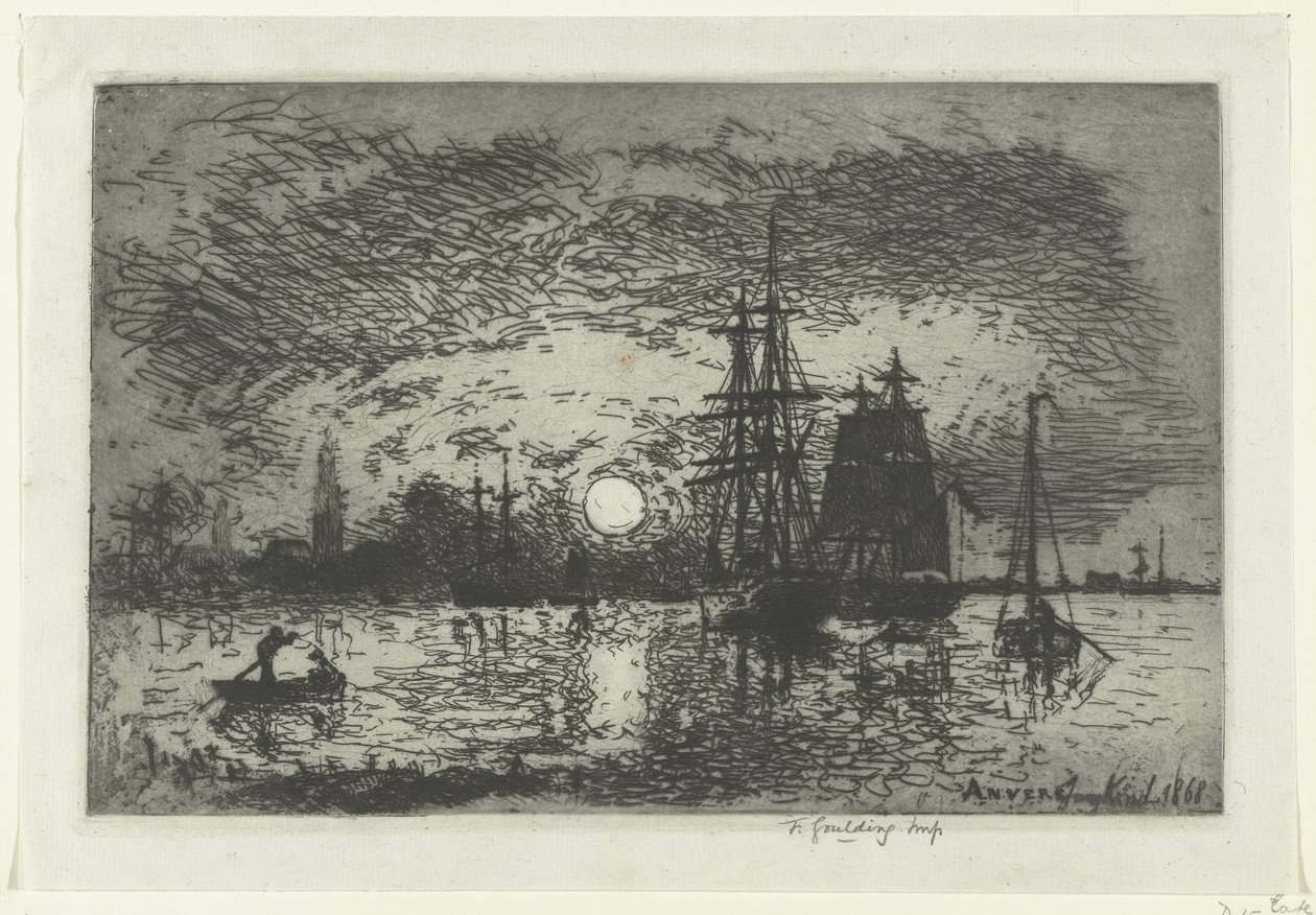 Zonsondergang bij de haven van Antwerpen Soleil couchant - Port d