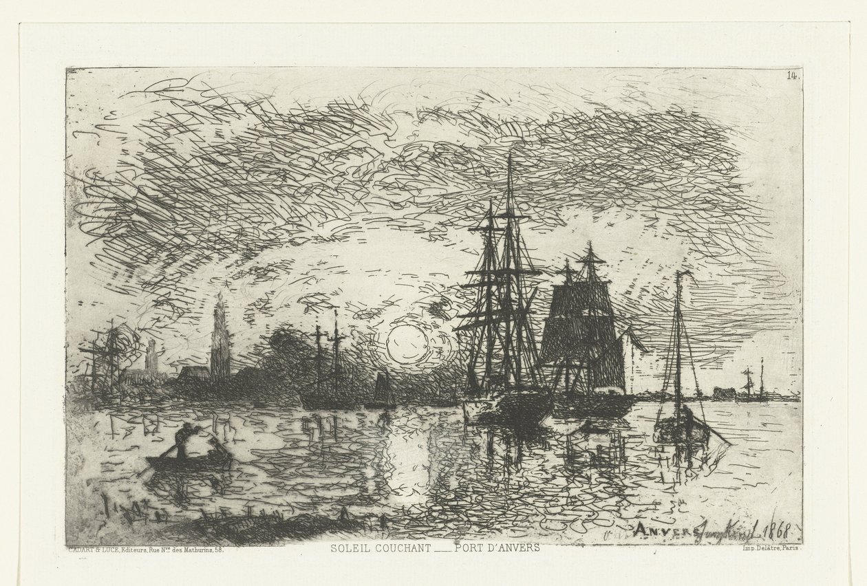 Naplemente Antwerpen kikötőjében Soleil couchant - Port d