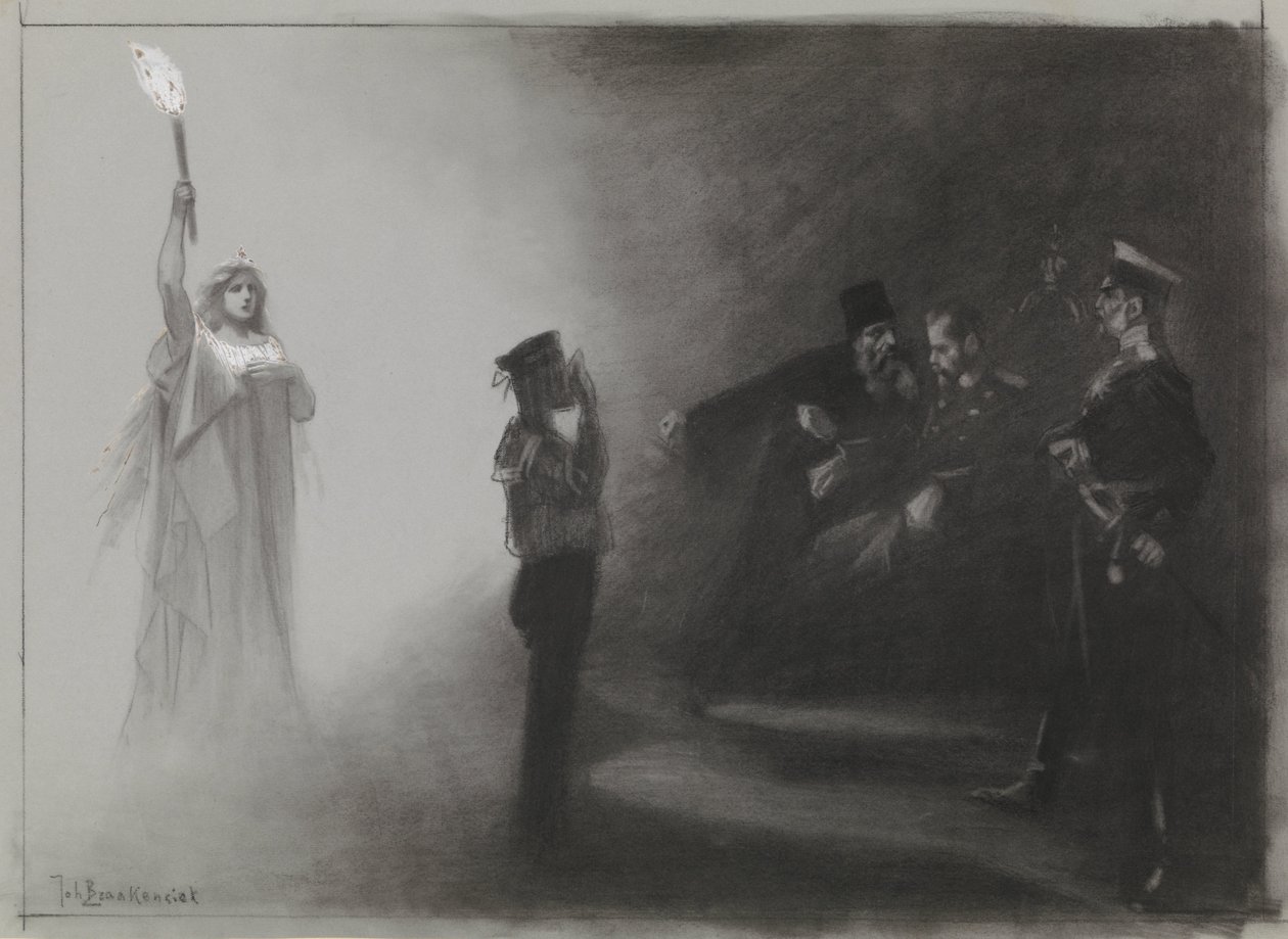 Illusztráció: De Amsterdammer: Oroszország veresége a tengeren, 1905. június 4 alkotó: Johan Braakensiek