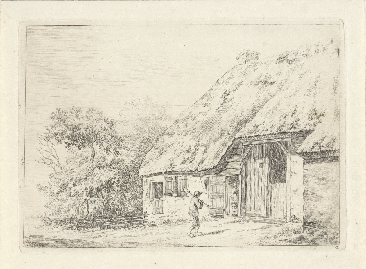 Férfi ásóval egy farmon alkotó: Johan Christiaan Willem Safft