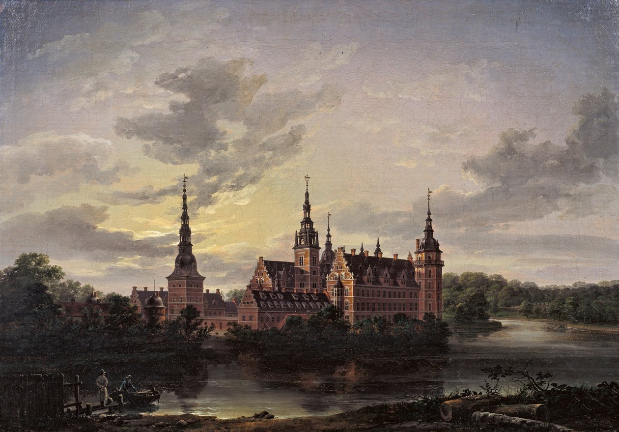 Frederiksborg vára holdfényben, 1817. alkotó: Johan Christian Dahl