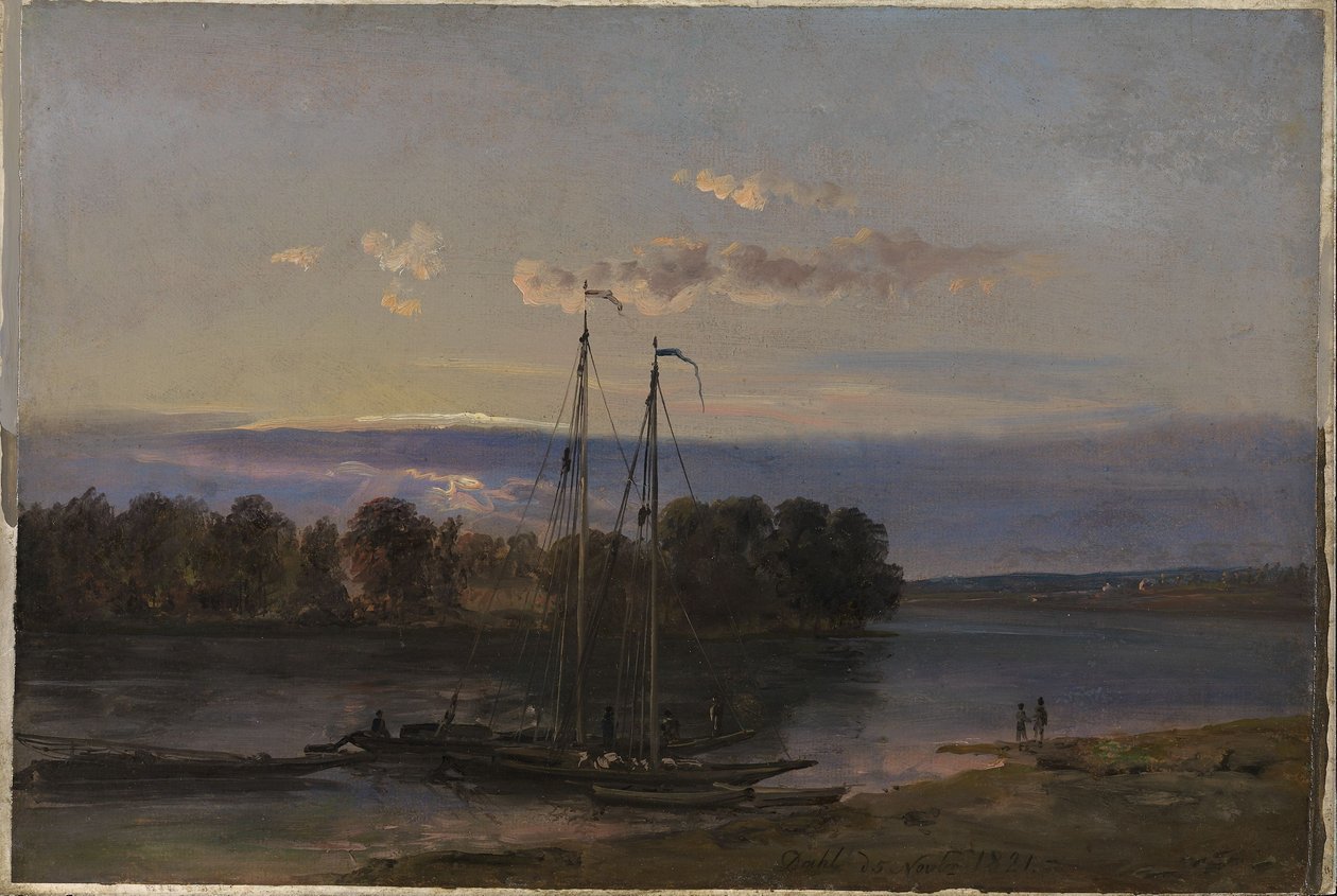 Esti hangulat az Elba partján alkotó: Johan Christian Dahl