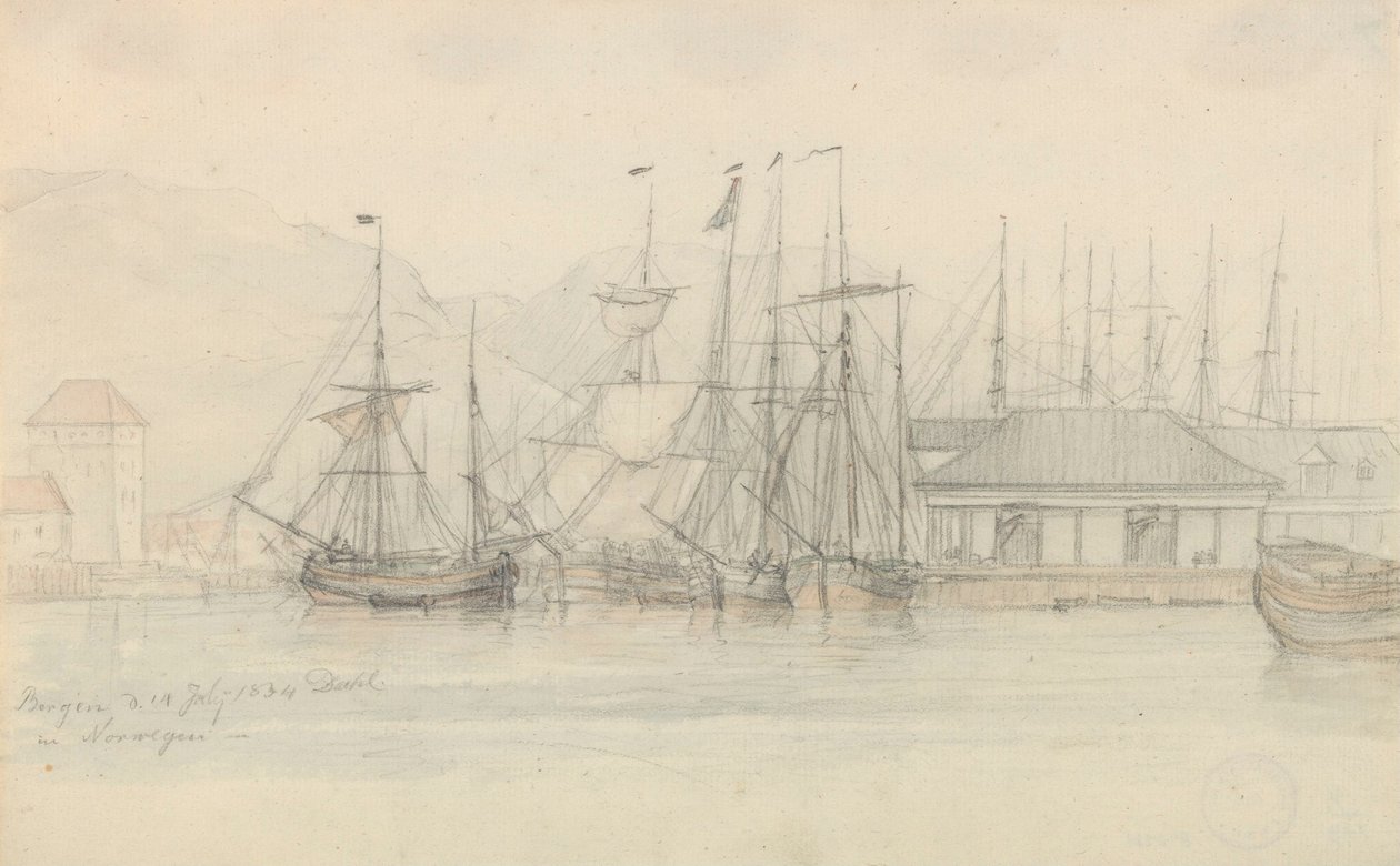 Bergen kikötője alkotó: Johan Christian Dahl