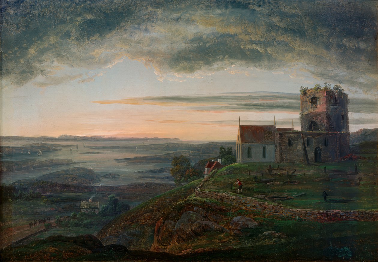 Avaldsnes templomromja a Karmoey-n alkotó: Johan Christian Dahl