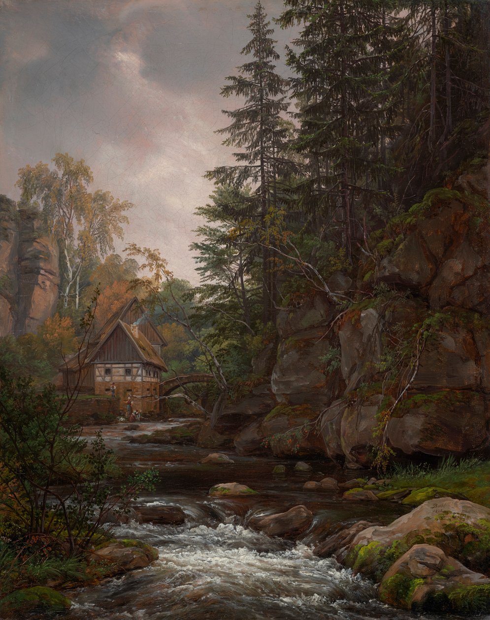 A Lochmühle a Liebethal-völgyben alkotó: Johan Christian Dahl