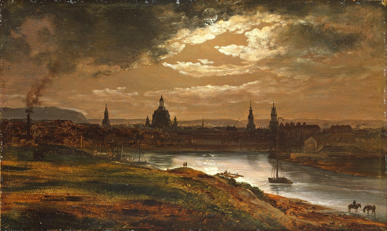 Drezda a Holdfény által alkotó: Johan Christian Dahl