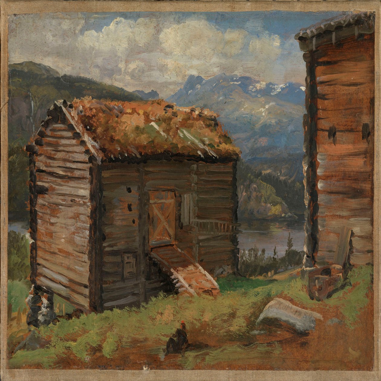 Gazdasági épületek Hjellében, Valdresben alkotó: Johan Christian Dahl
