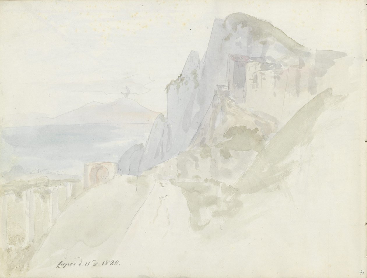 A Capri városa és Marina Grande közötti útról alkotó: Johan Christian Dahl