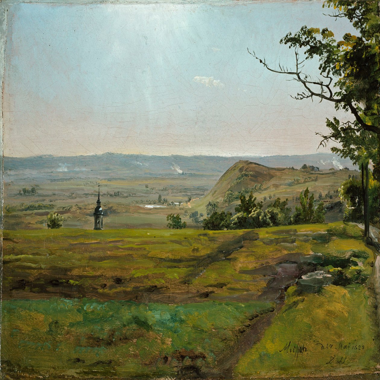 Zöld mezők Meissen közelében. Tanulmány alkotó: Johan Christian Dahl
