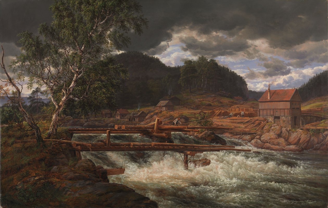 Hellefossen Hokksund közelében alkotó: Johan Christian Dahl