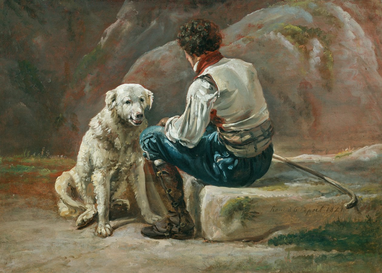 Olasz fehér kutyával alkotó: Johan Christian Dahl