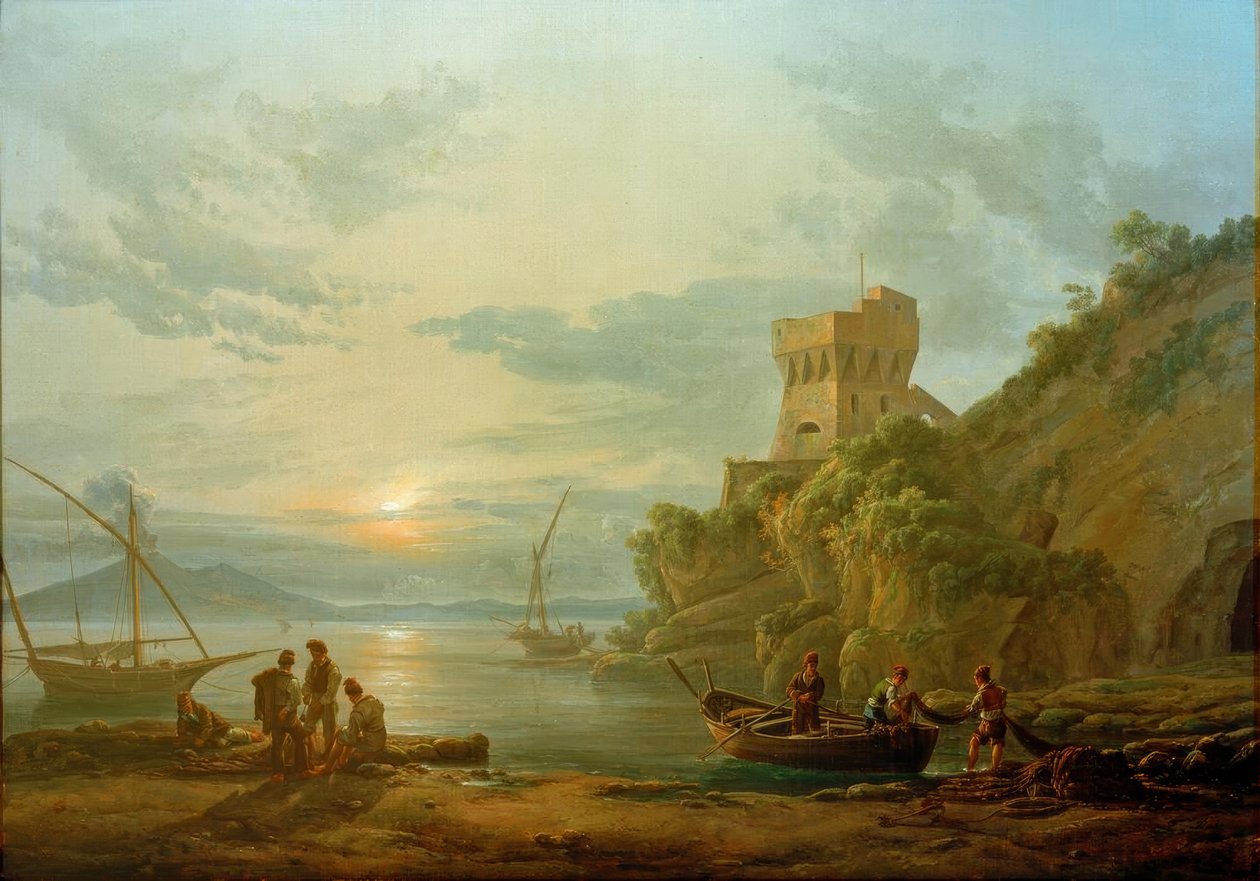 Part Castellamare közelében a reggeli ködben alkotó: Johan Christian Dahl