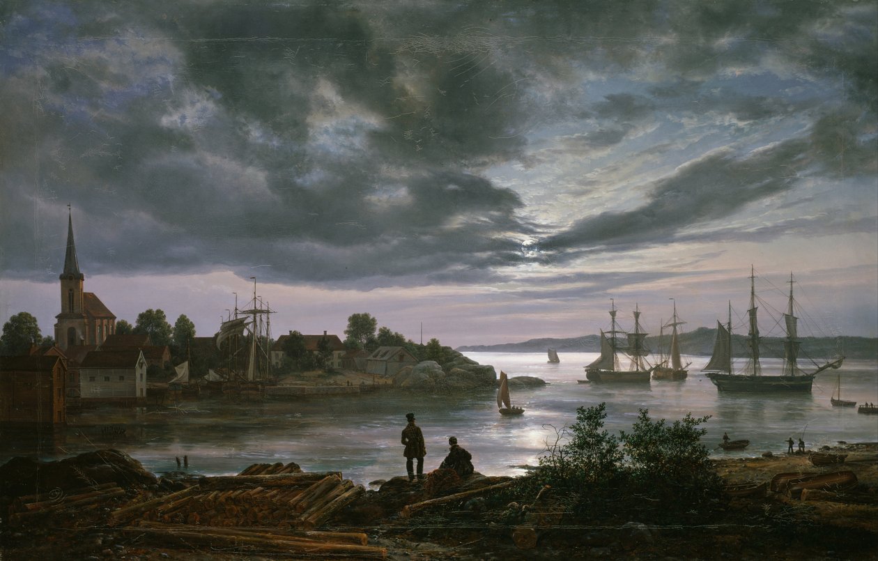 Larvik a Holdfénytől alkotó: Johan Christian Dahl