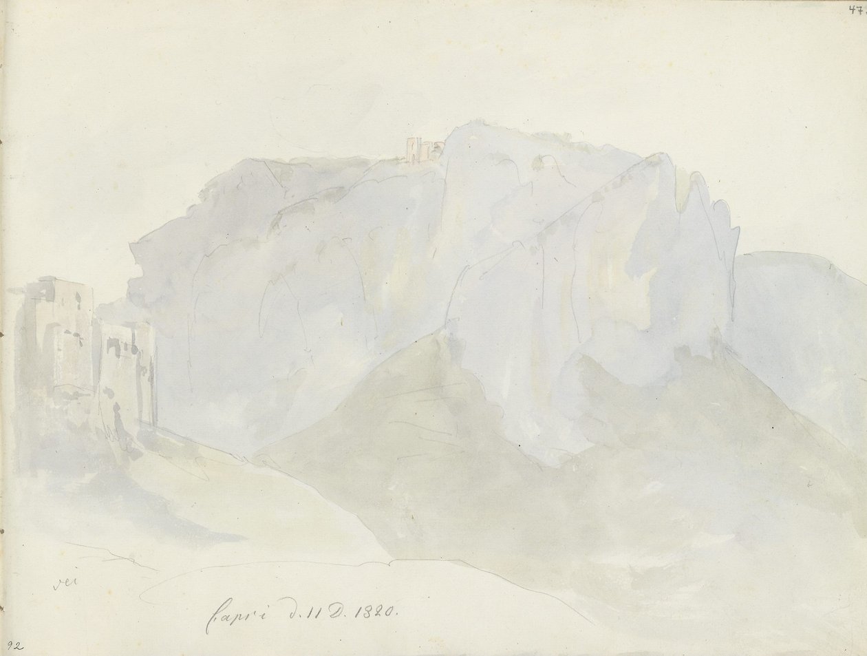 Monte Solaro Capri felől nézve alkotó: Johan Christian Dahl