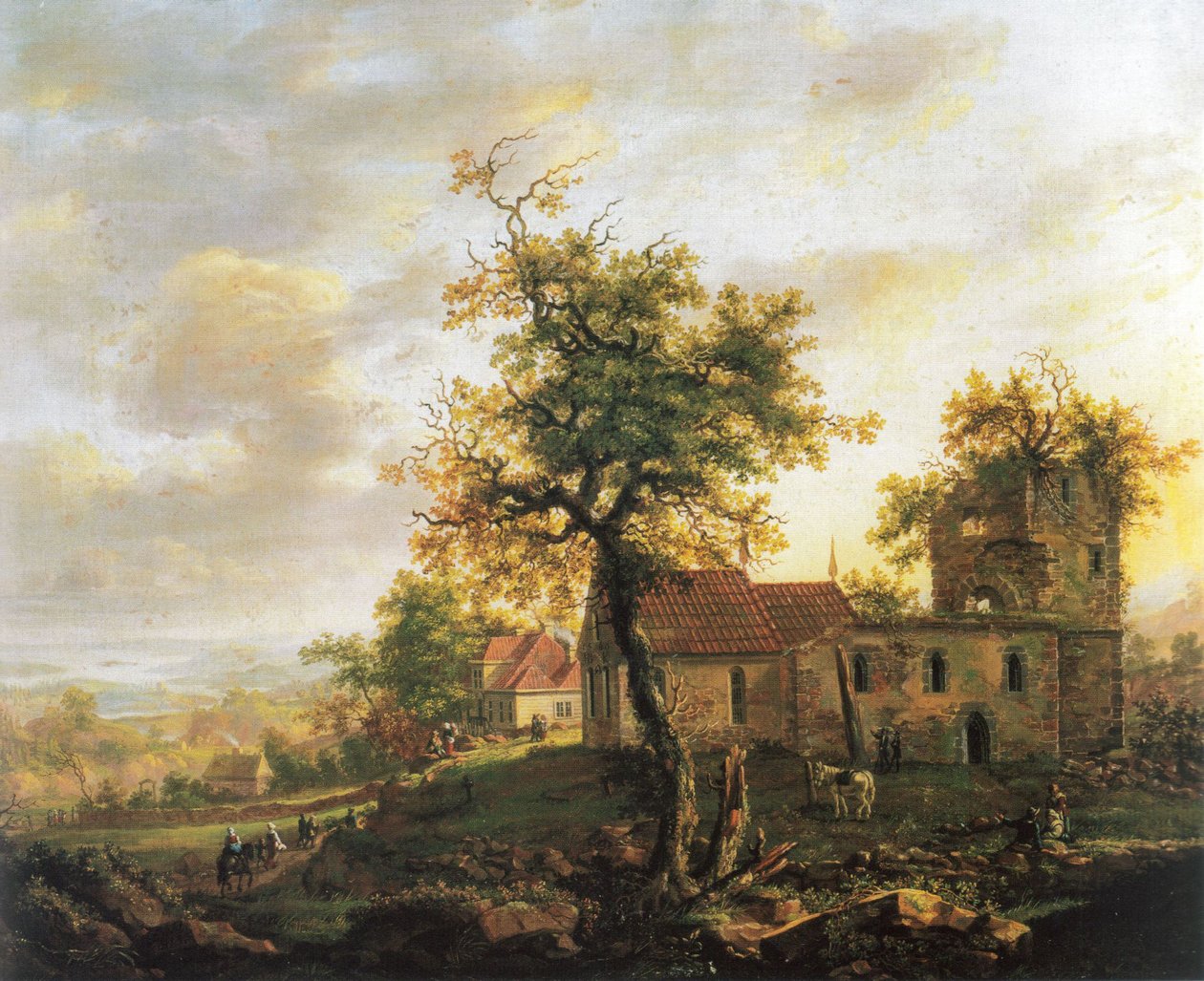 Norvég Bokmål:  A romos templom Avaldsnesben, Karmøy szigetén. alkotó: Johan Christian Dahl
