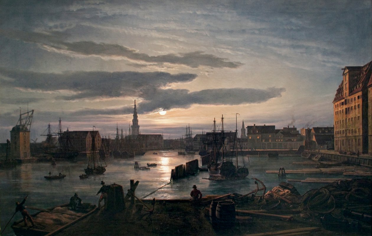 Norvég:  Koppenhága kikötő holdfényben Koppenhága kikötő holdfényben alkotó: Johan Christian Dahl