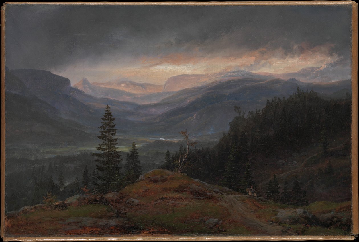 Norvég:  Látkép Hallingdalról alkotó: Johan Christian Dahl