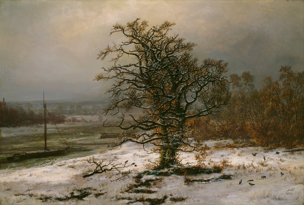 Tölgyfa az Elba partján télen alkotó: Johan Christian Dahl