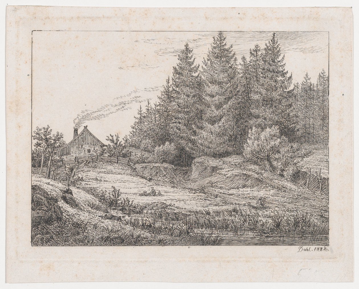 Parasztház egy erdő szélén alkotó: Johan Christian Dahl