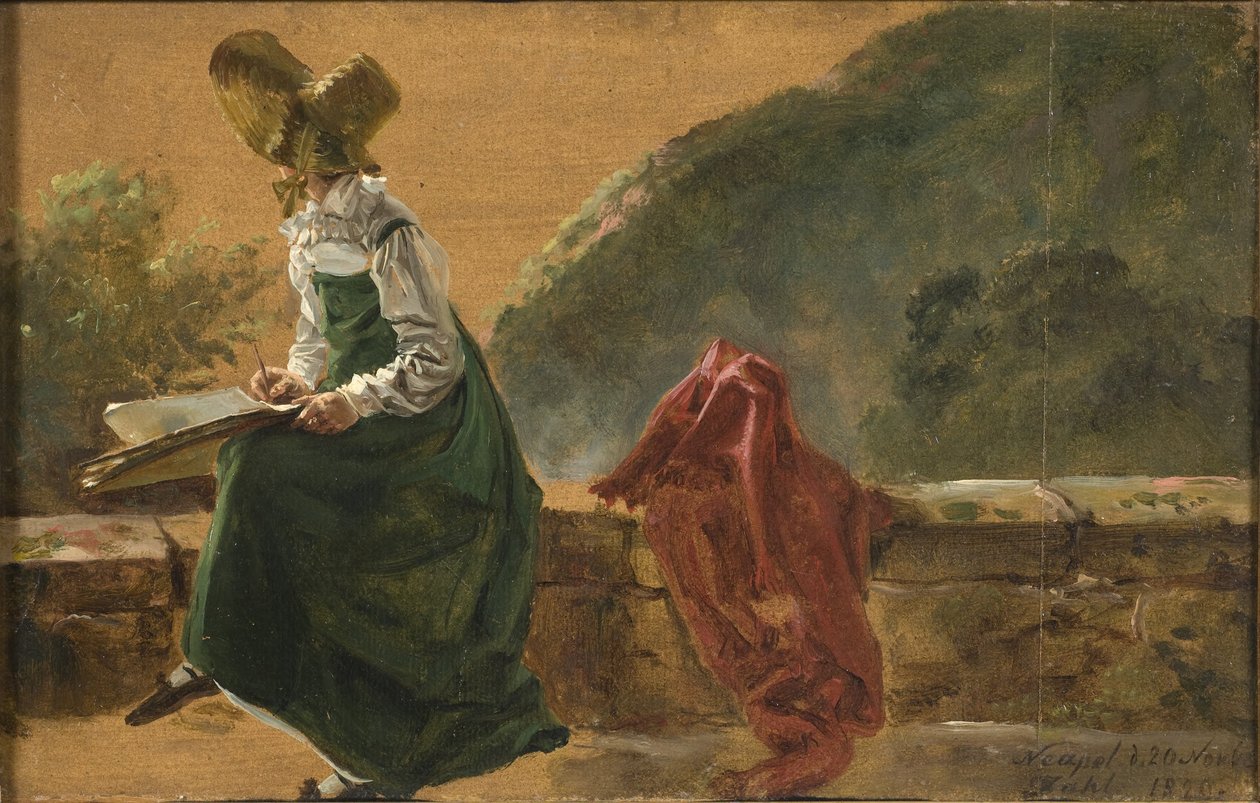 Karolina Amália hercegnő Nápolyban rajzol. Tanulmány alkotó: Johan Christian Dahl