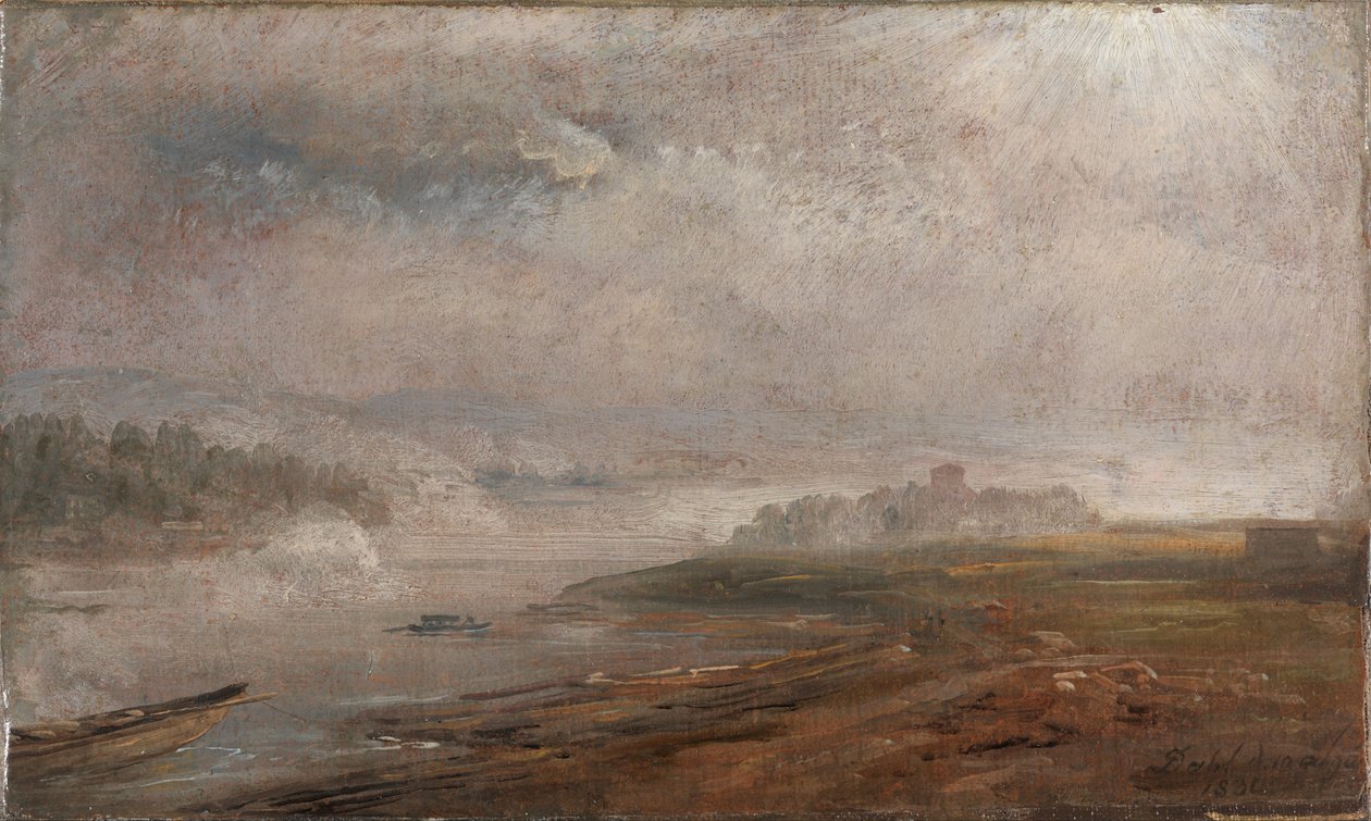 Az Elba egy ködös reggelen alkotó: Johan Christian Dahl