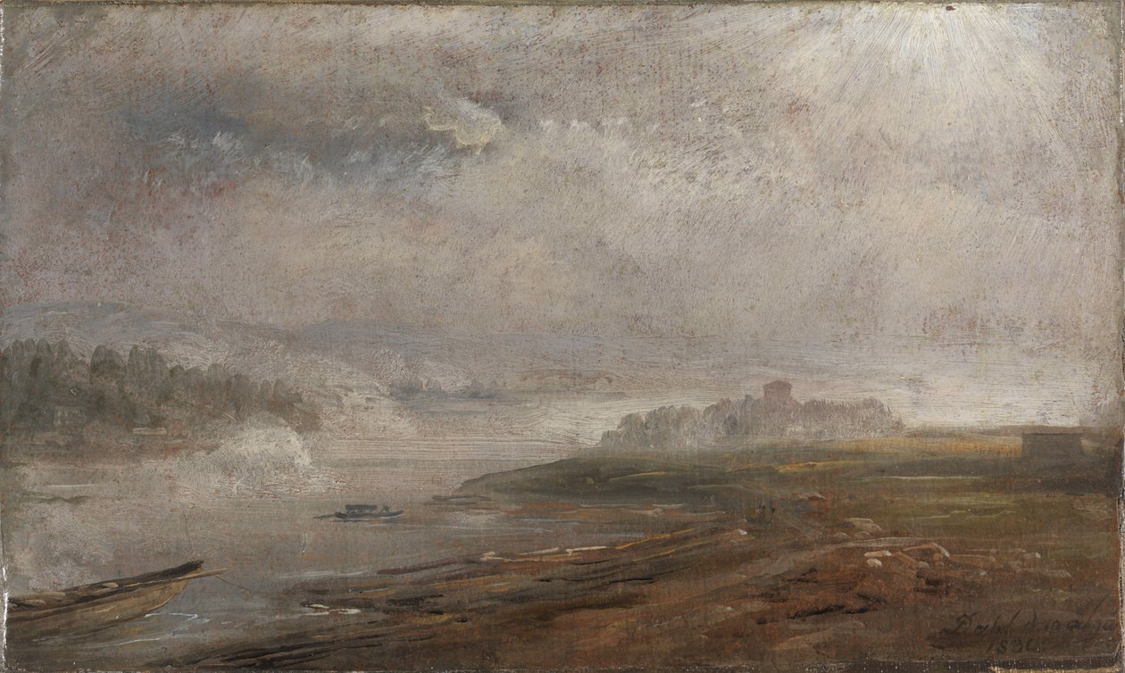 Az Elba egy ködös reggelen alkotó: Johan Christian Dahl