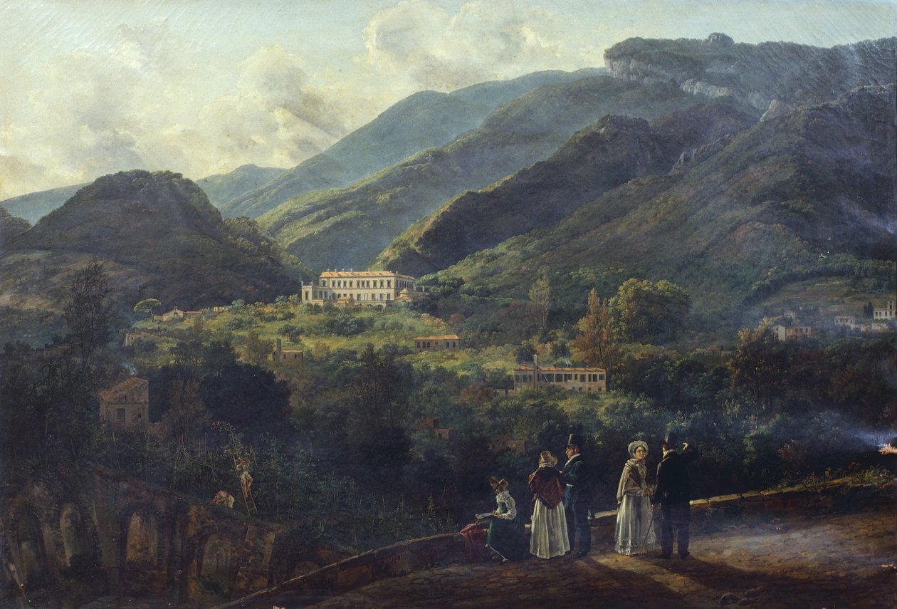 Quisisana királyi palota, Nápoly közelében, Johan Christian Clausen Dahl (1788-1857), Olaszország alkotó: Johan Christian Dahl