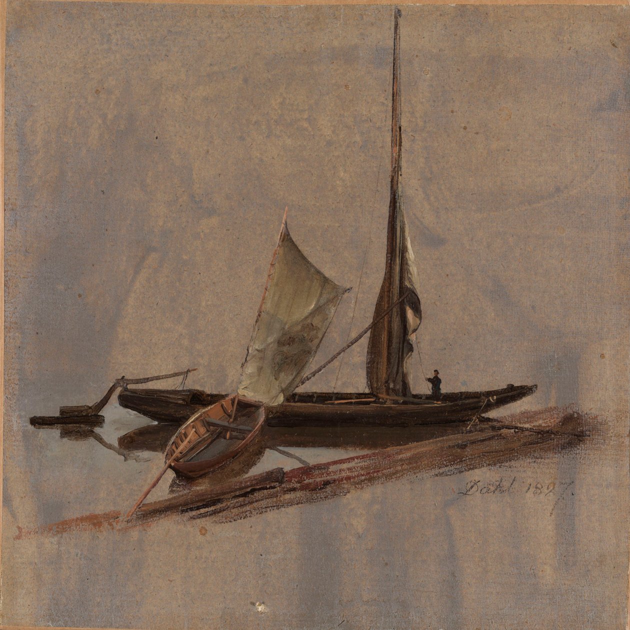 Két hajó az Elba folyón alkotó: Johan Christian Dahl