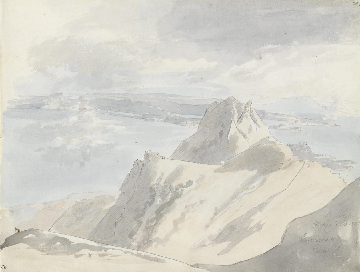 Kilátás a Nápolyi-öbölre az ischiai Monte Epomeóról alkotó: Johan Christian Dahl