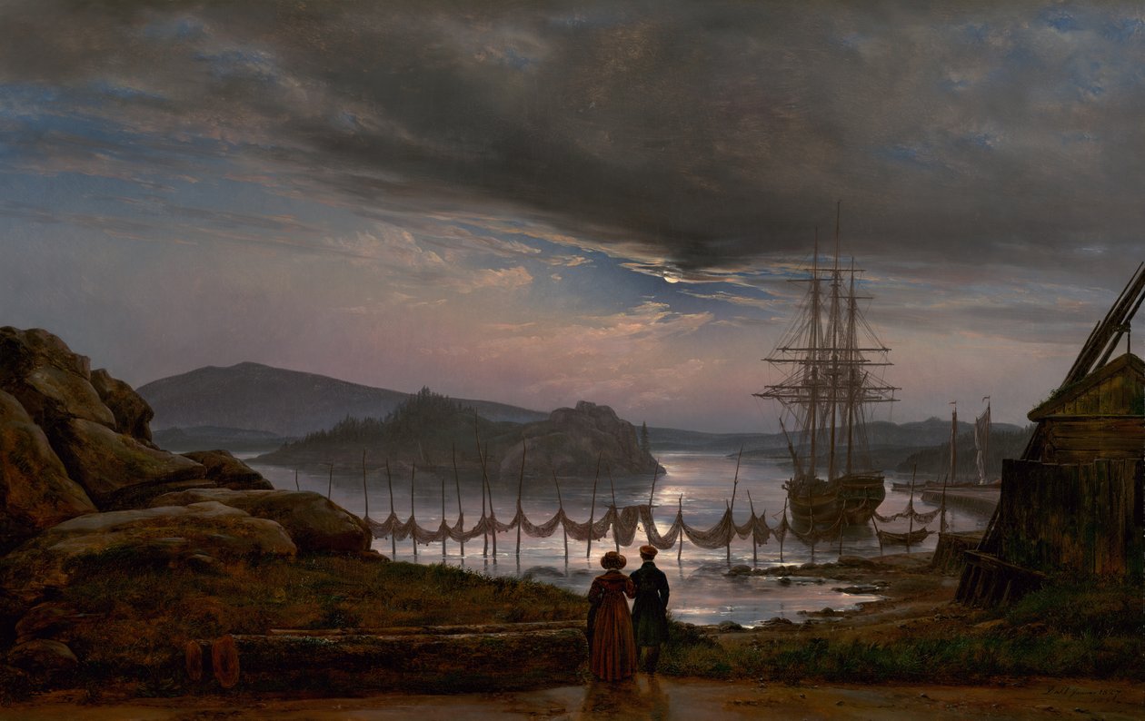 Kilátás Vaekero felől Christiania közelében alkotó: Johan Christian Dahl