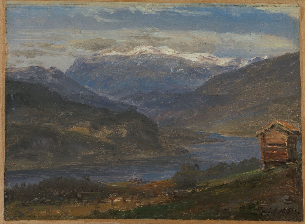 Hjelle látképe Valdresben alkotó: Johan Christian Dahl