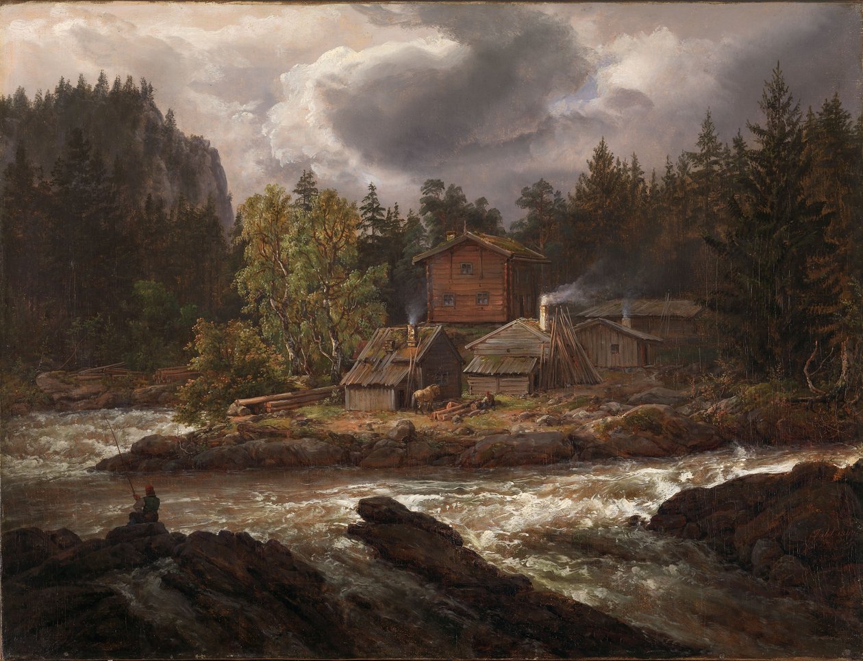 Kilátás a Hønefossenre alkotó: Johan Christian Dahl